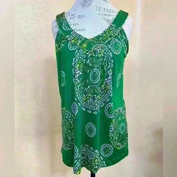 Nieves Lavi With Asian Inspired Print Silk Tank Top Large Excellent Condition! - Picture 2 of 5